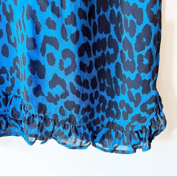Ganni Carnivora Leopard Love for Leopard Mini Dress Blue Black Size 6 Medium - Picture 7 of 11